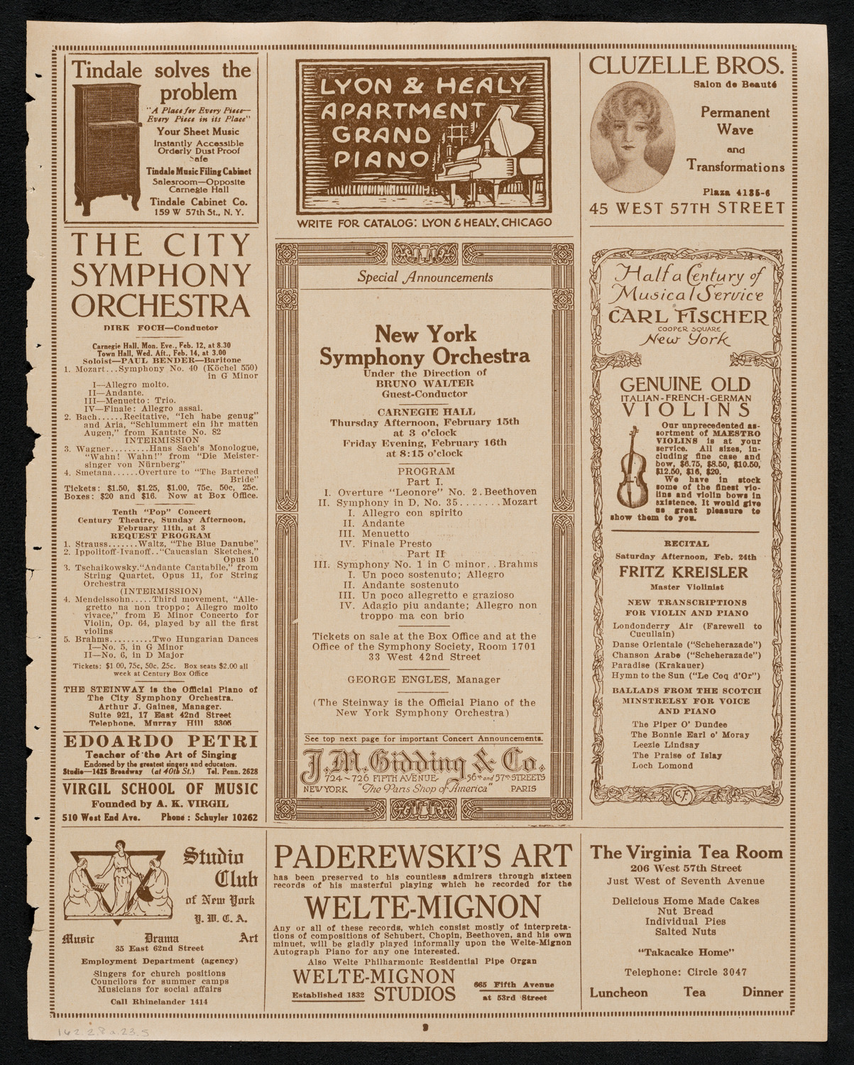 New York Symphony Orchestra, February 8, 1923, program page 9