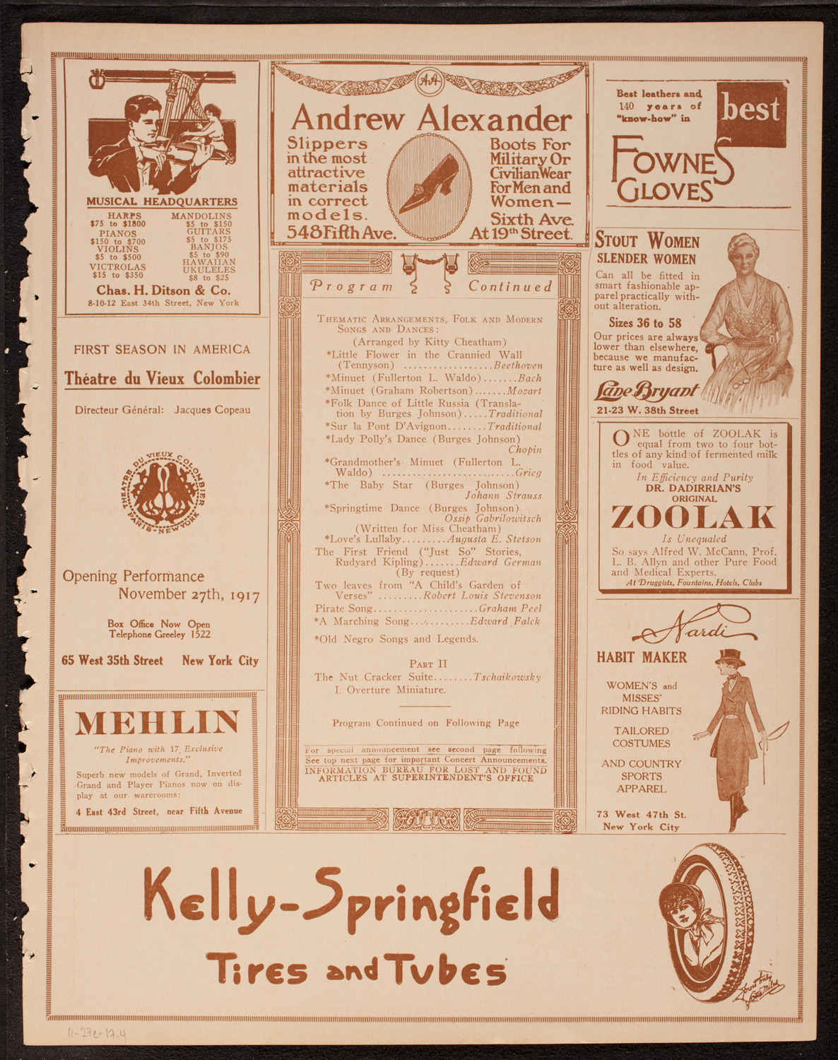 Kitty Cheatham with Orchestra, November 27, 1917, program page 7