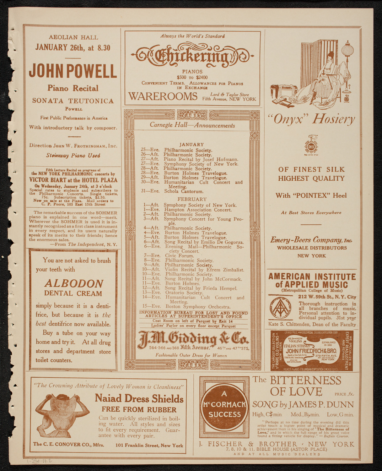 Home Symphony Concert: New York Philharmonic, January 24, 1917, program page 3