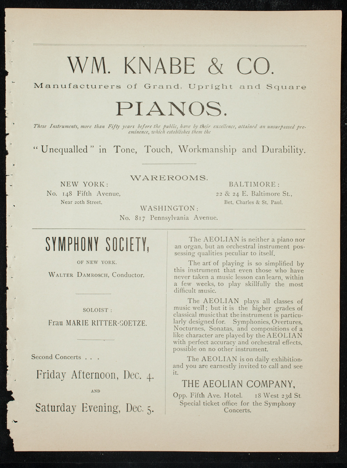 Students of J.C. Woloff, November 27, 1891, program page 3