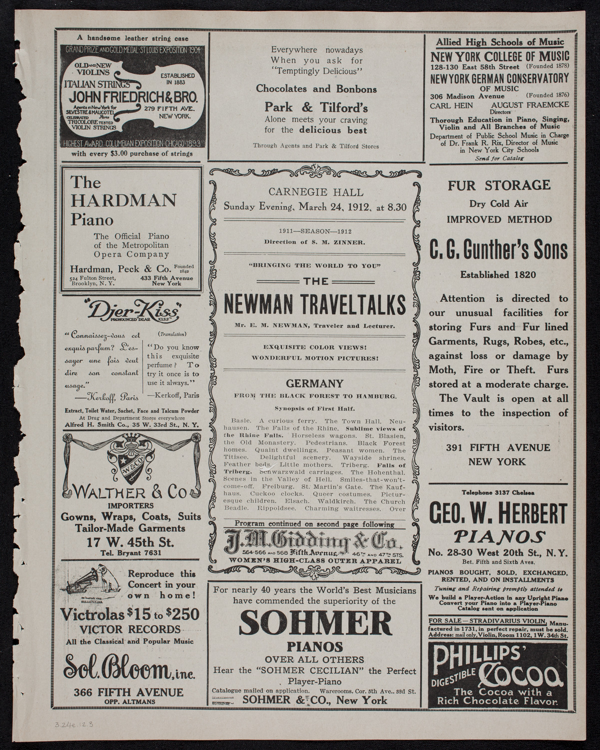 Newman Traveltalks: Germany, March 24, 1912, program page 5