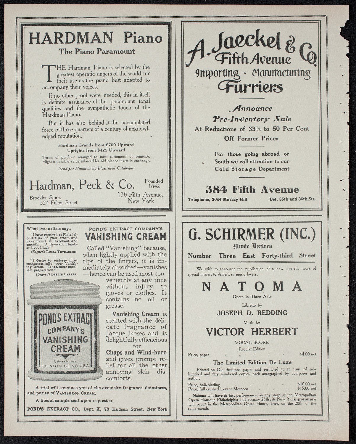 Edmond Clement, Tenor, February 28, 1911, program page 8