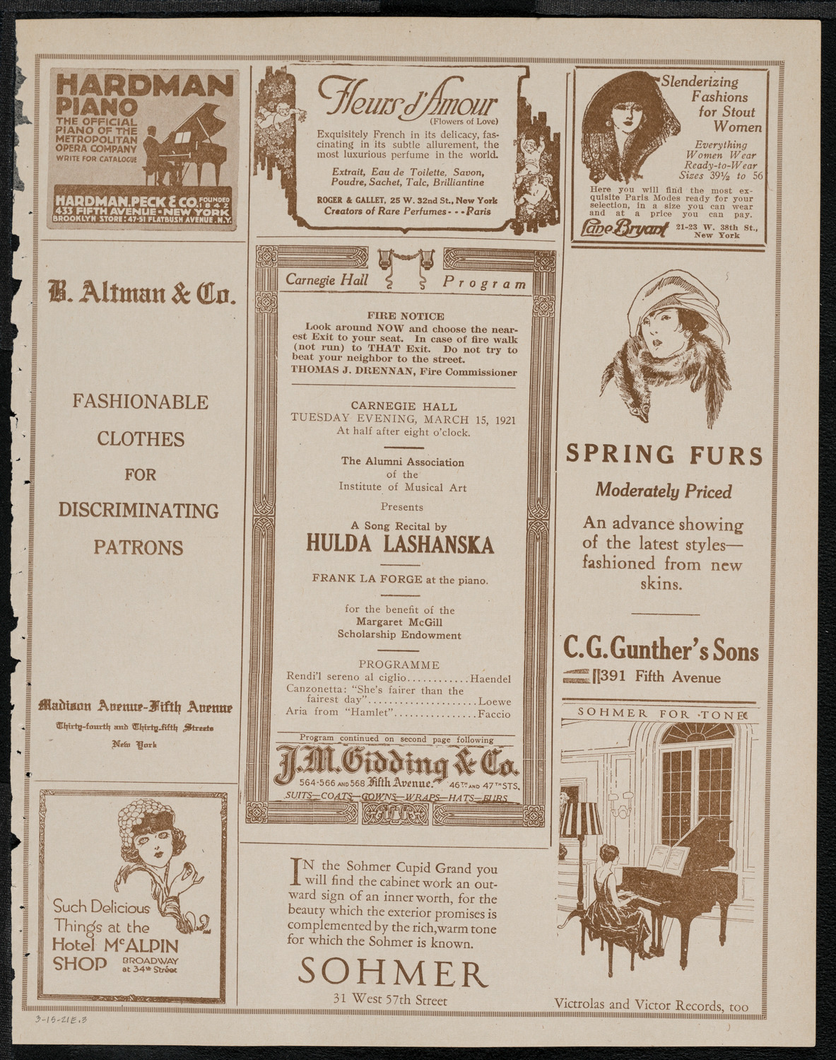 Hulda Lashanska, Soprano, March 15, 1921, program page 5