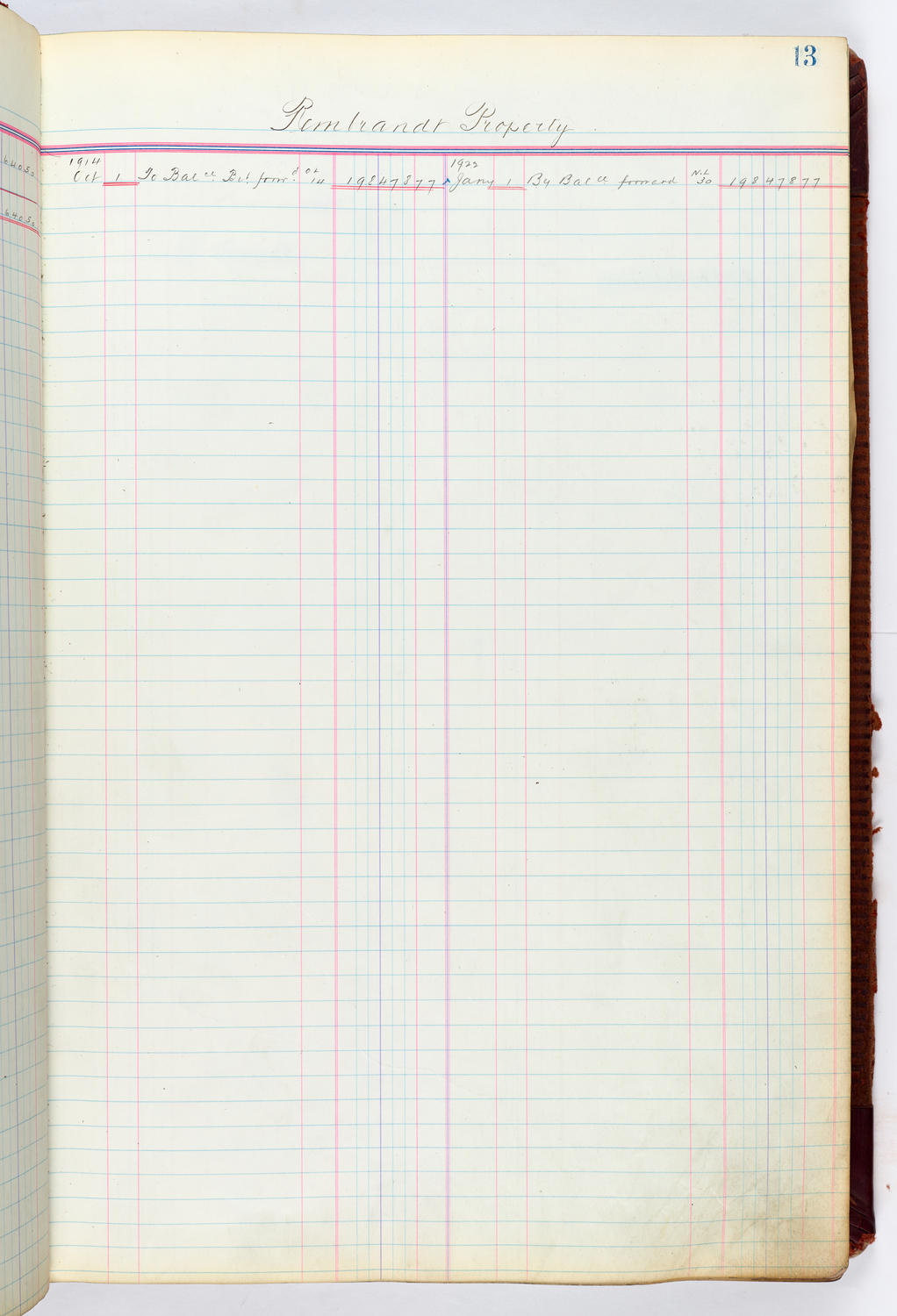 Music Hall Accounting Ledger, volume 4, page 13
