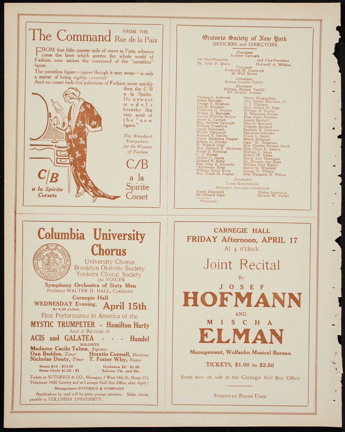 Josef Hofmann, Piano, April 4, 1914, program page 8
