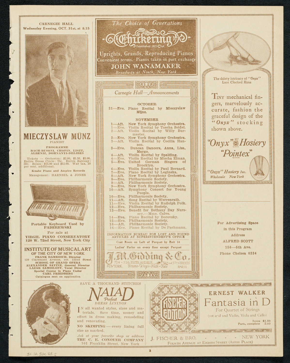 Philadelphia Orchestra, October 30, 1923, program page 3