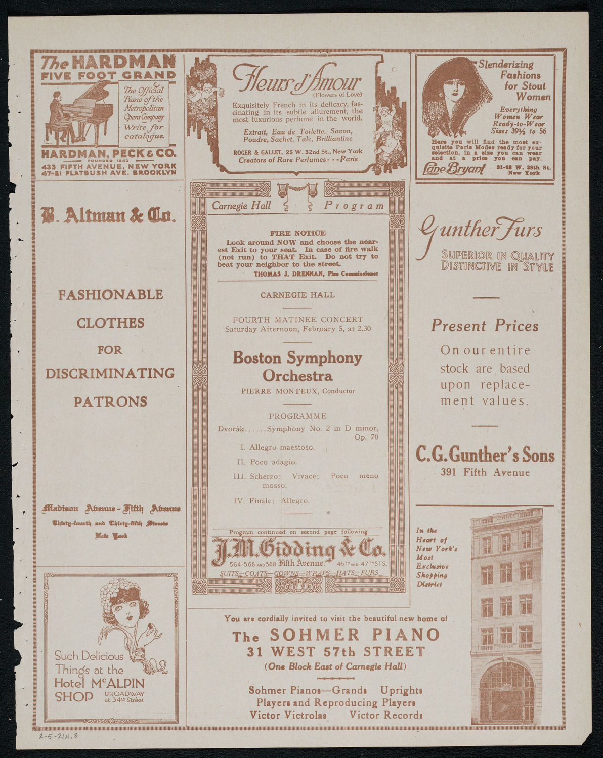 Boston Symphony Orchestra, February 5, 1921, program page 5