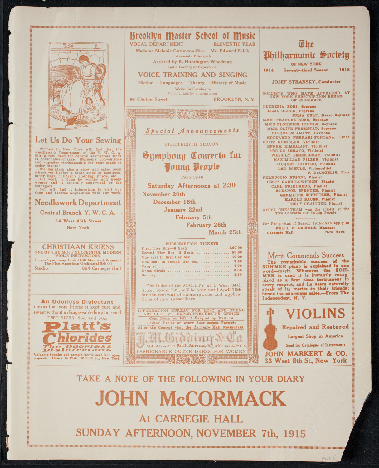 Graduation: New York College of Dentistry, June 7, 1915, program page 9