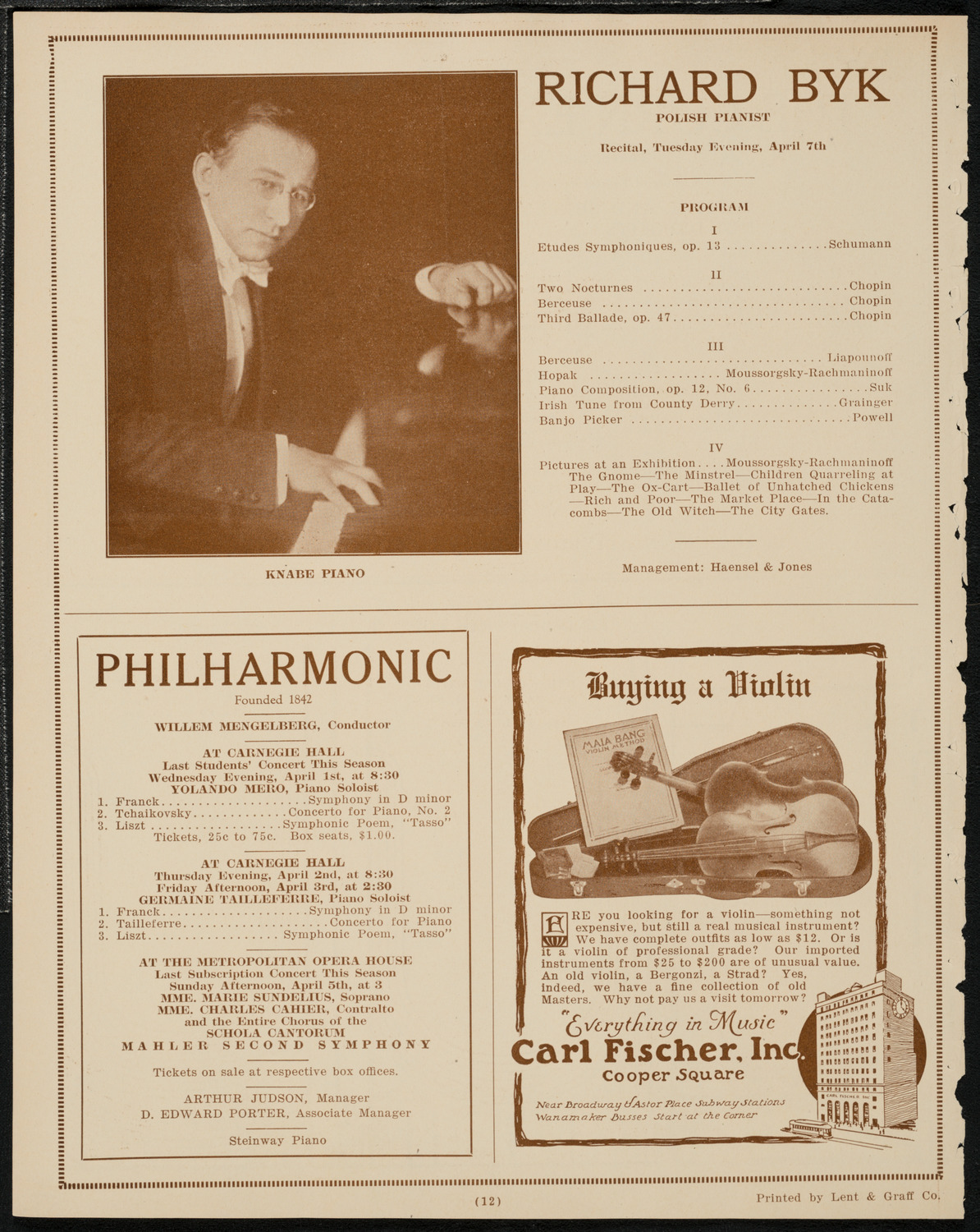 Vicente Ballester, Baritone, March 29, 1925, program page 12