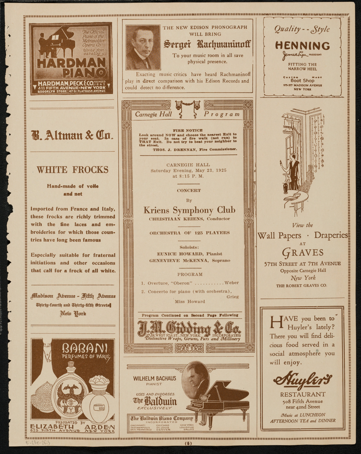 Kriens Symphony Club, May 23, 1925, program page 5