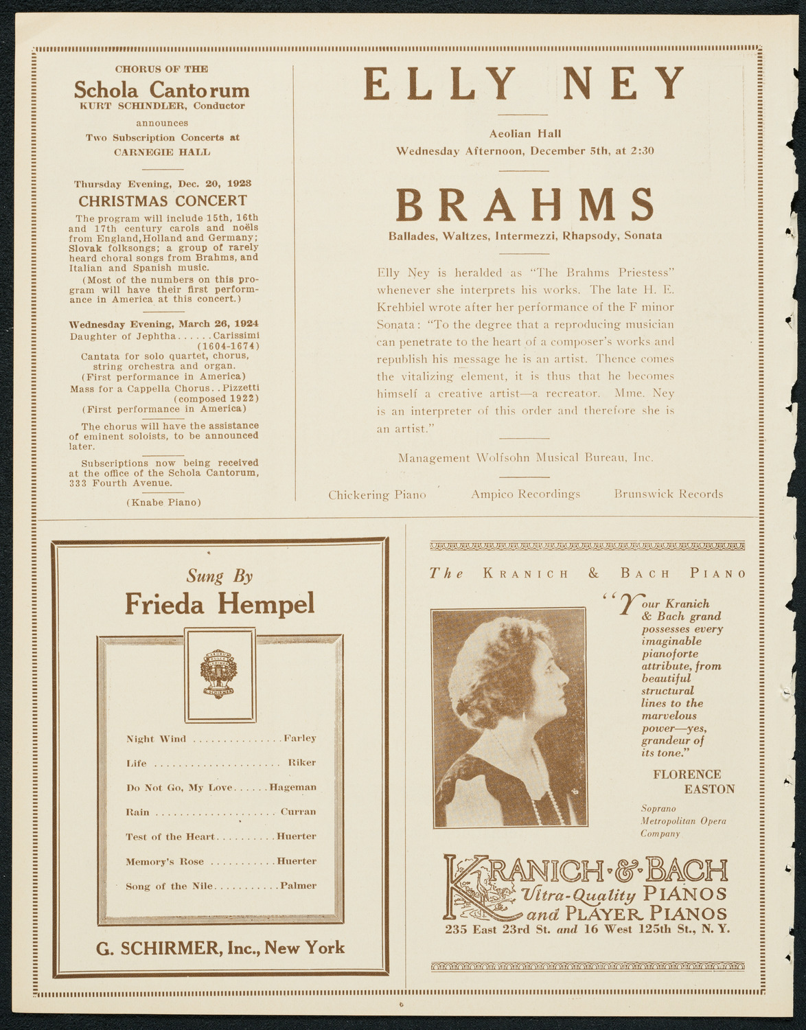 Frieda Hempel, Soprano, November 27, 1923, program page 6
