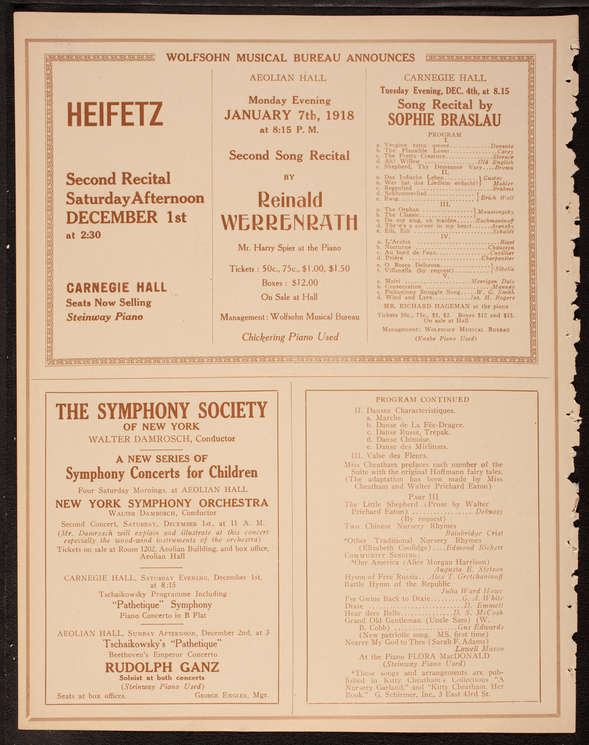 Kitty Cheatham with Orchestra, November 27, 1917, program page 8