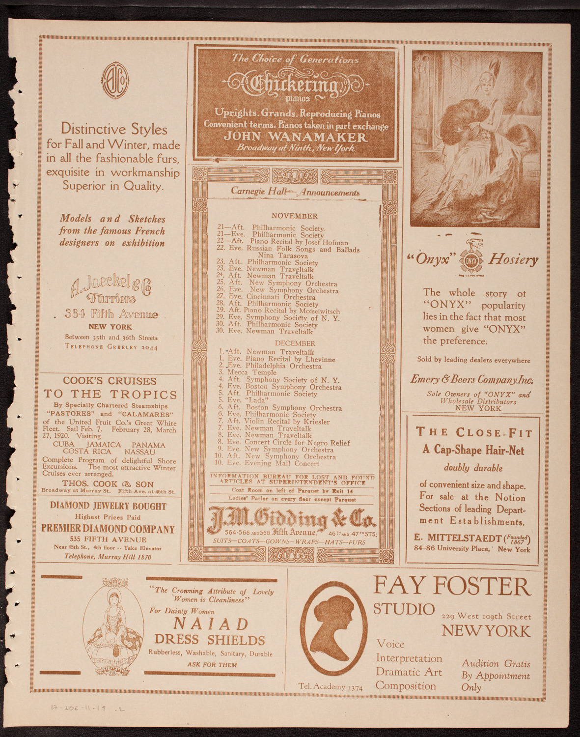 Evening Mail Save-A-Home Fund Concert: New York Philharmonic, November 19, 1919, program page 3