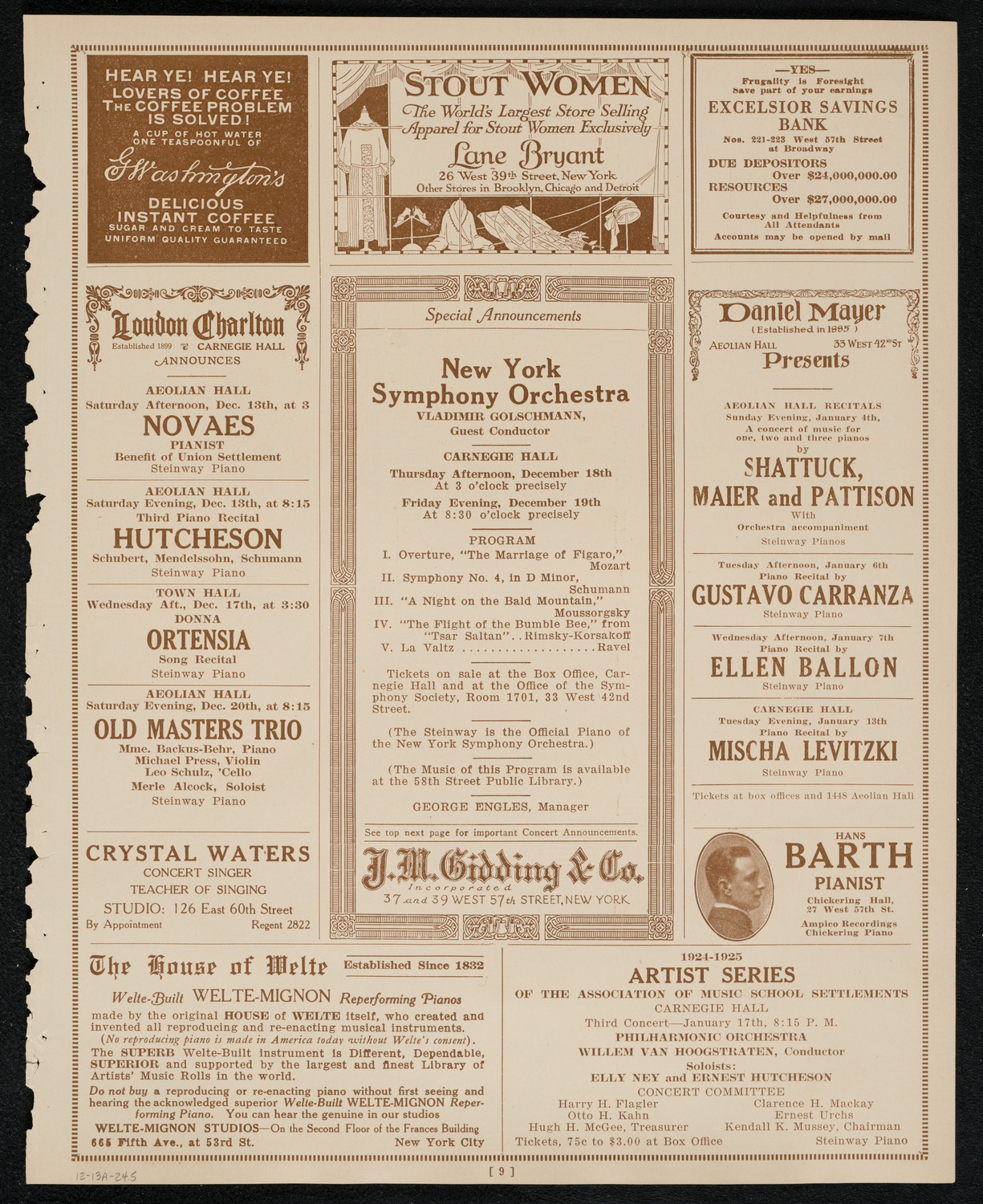 Paul Kochanski, Violin, December 13, 1924, program page 9