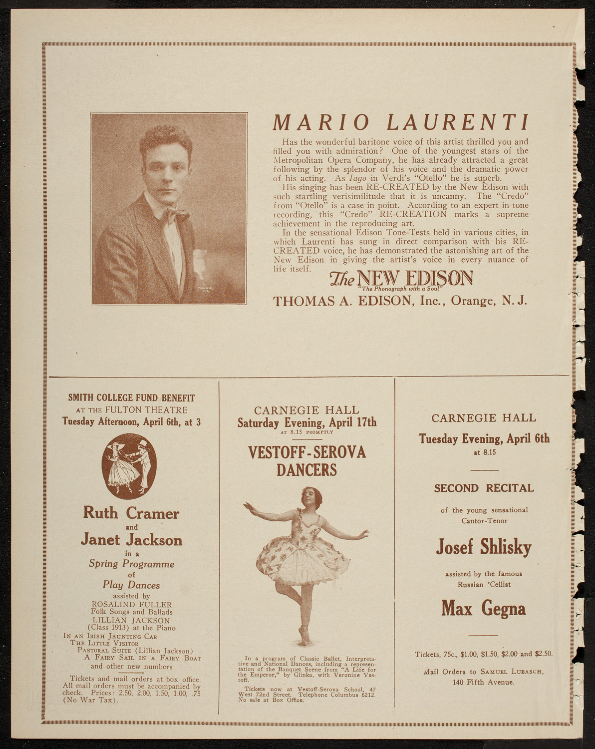 Musical Art Society of New York, April 3, 1920, program page 2