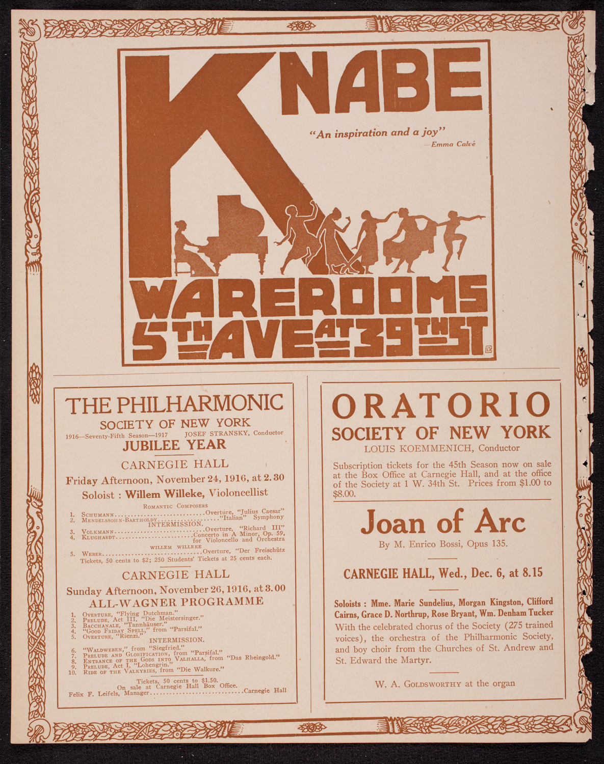 New York Philharmonic, November 17, 1916, program page 12