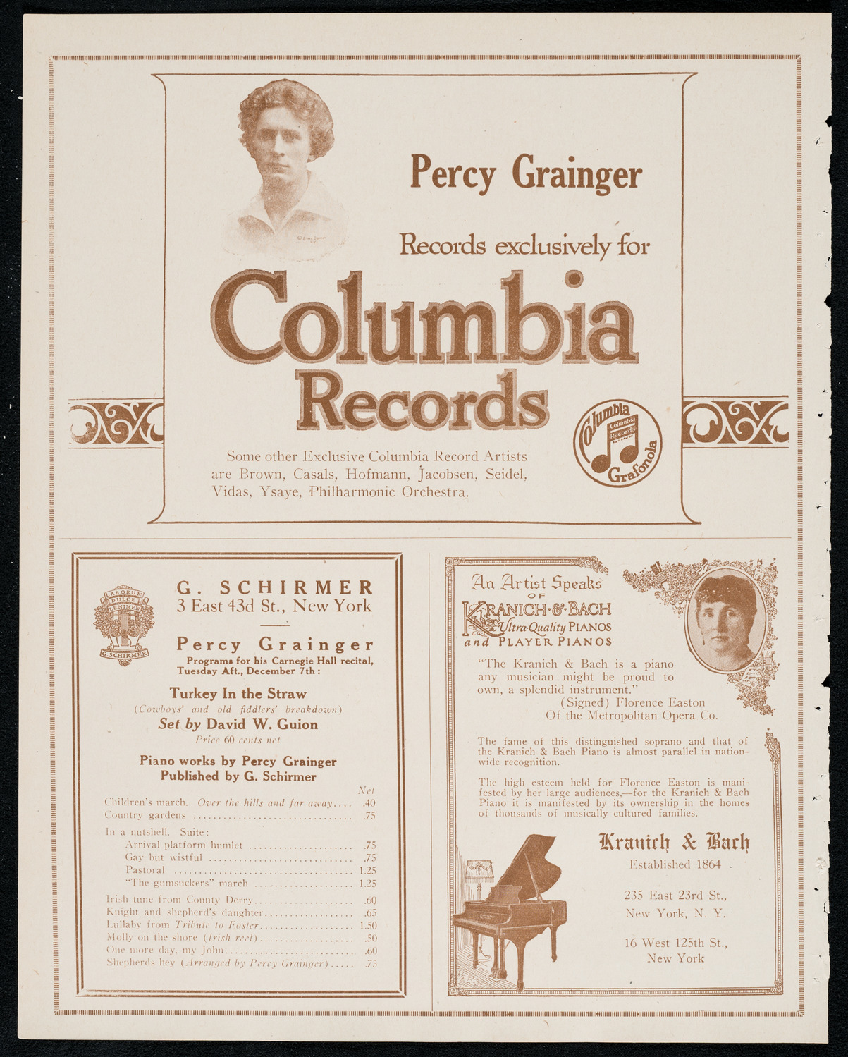 Percy Grainger, Piano, December 7, 1920, program page 6