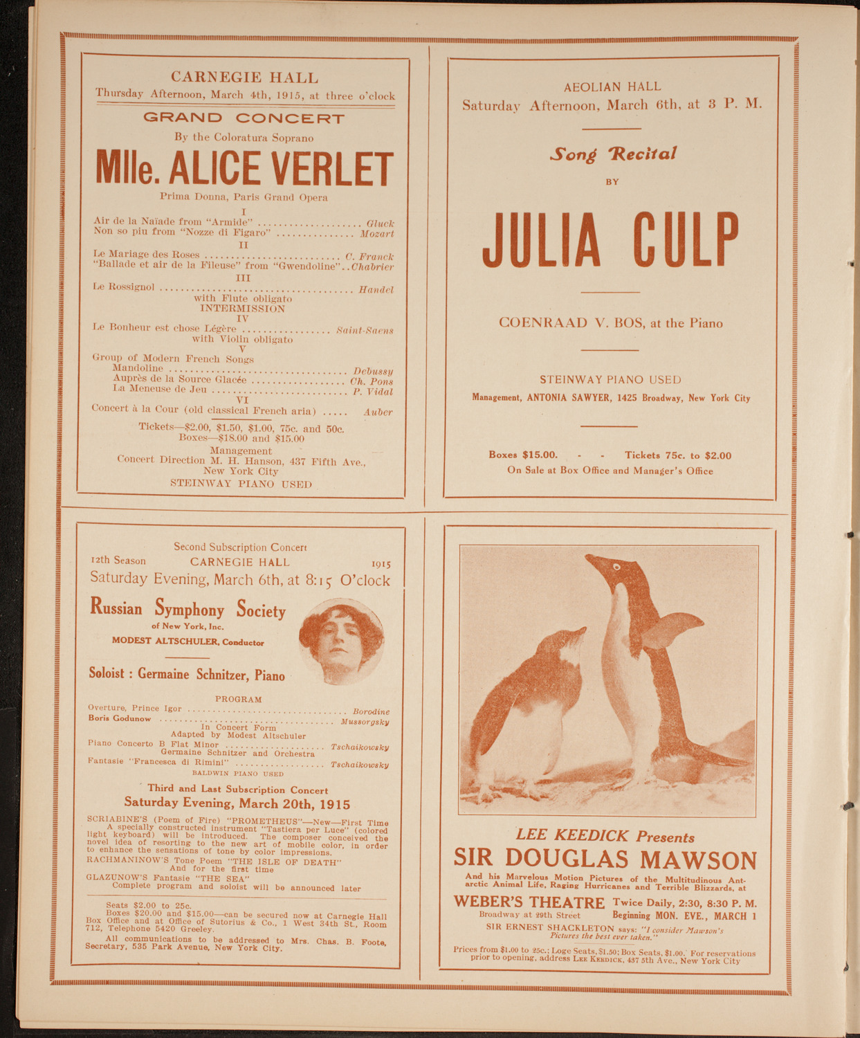 New York Philharmonic, February 28, 1915, program page 10