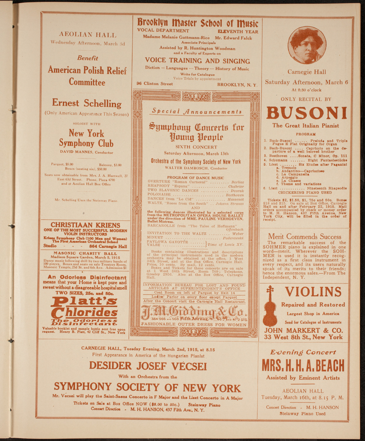 Symphony Concert for Young People, February 27, 1915, program page 9