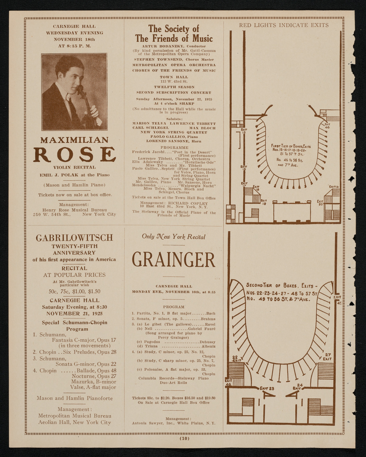 New York Philharmonic, November 14, 1925, program page 10