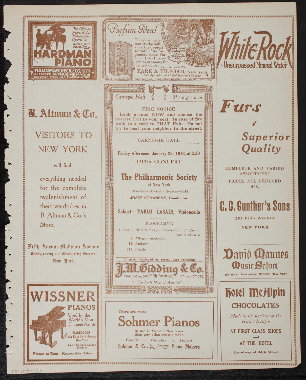New York Philharmonic, January 25, 1918, program page 5