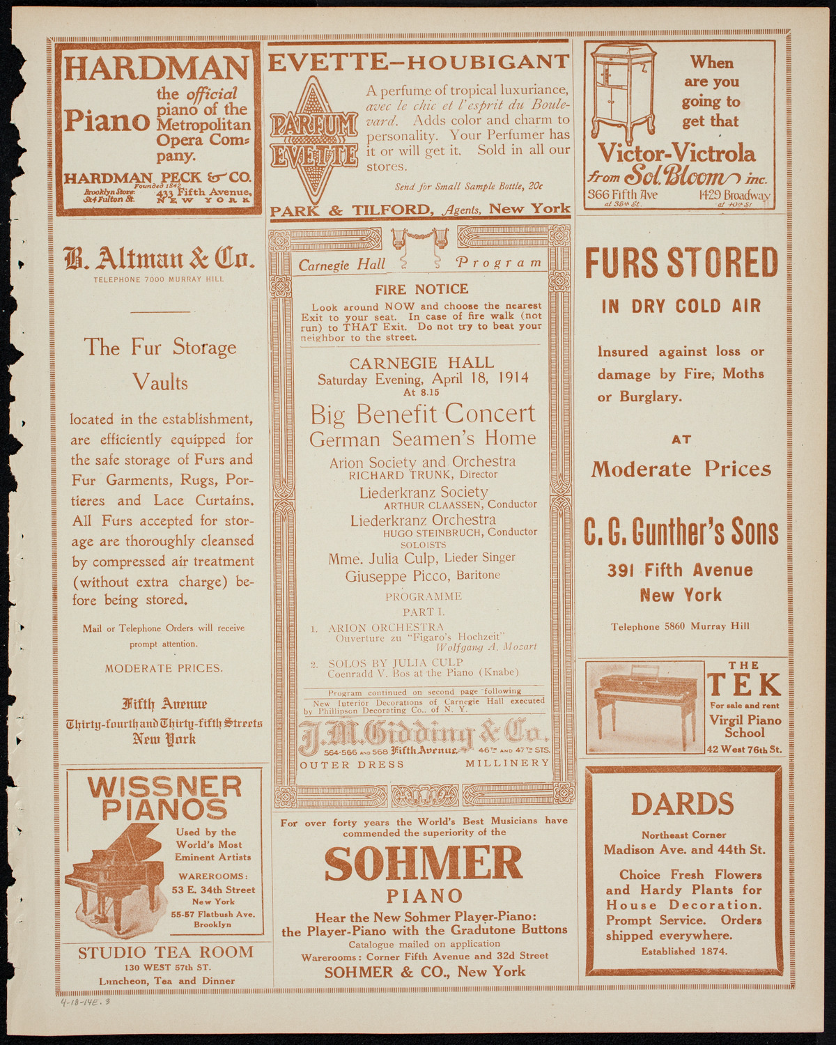 Benefit: German Seamen's Home, April 18, 1914, program page 5