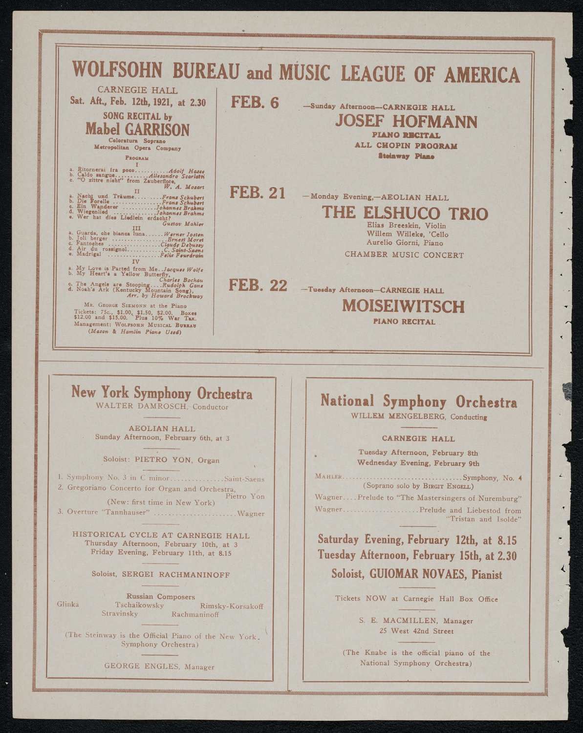Boston Symphony Orchestra, February 3, 1921, program page 8