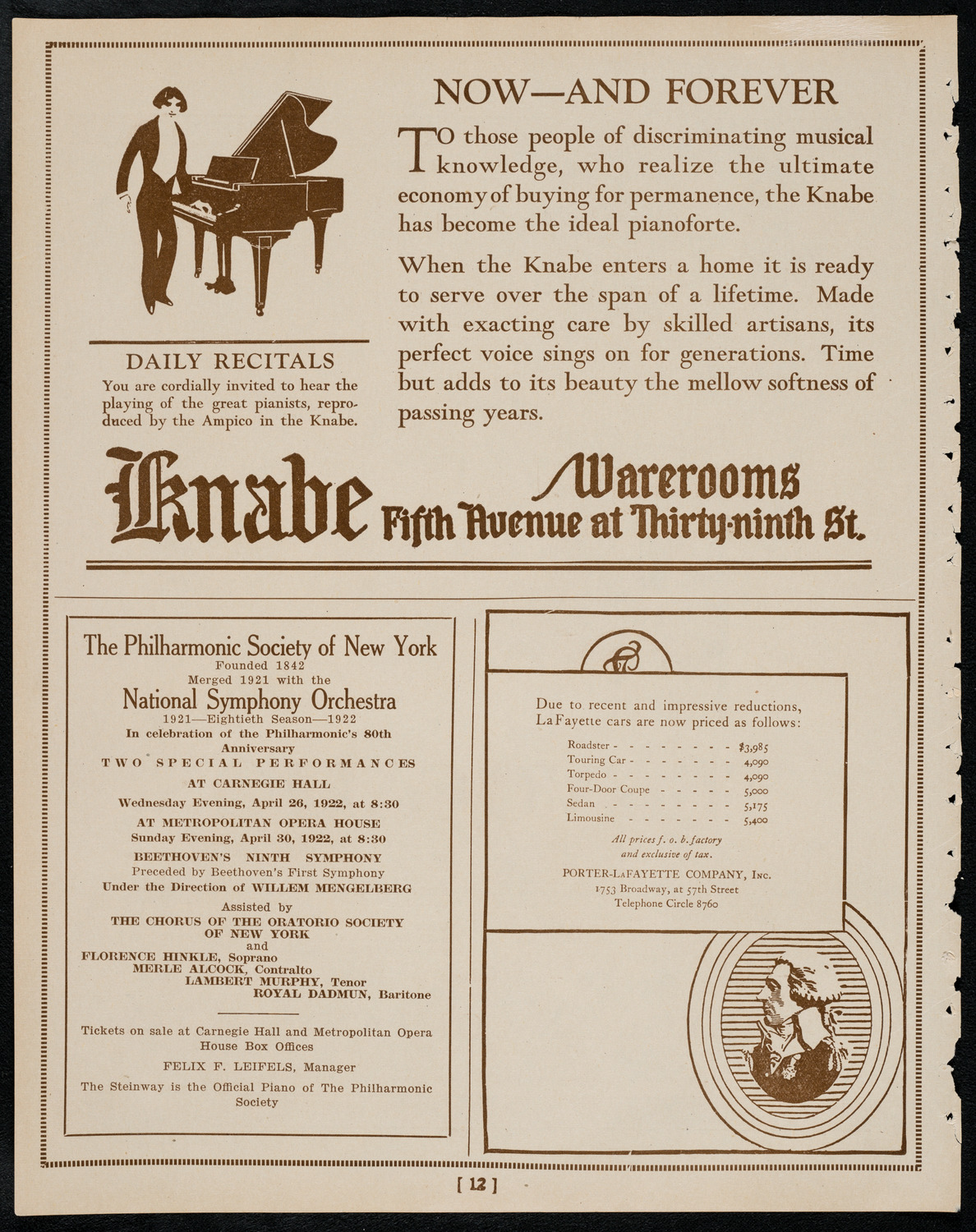 Sir Arthur Conan Doyle, April 18, 1922, program page 12