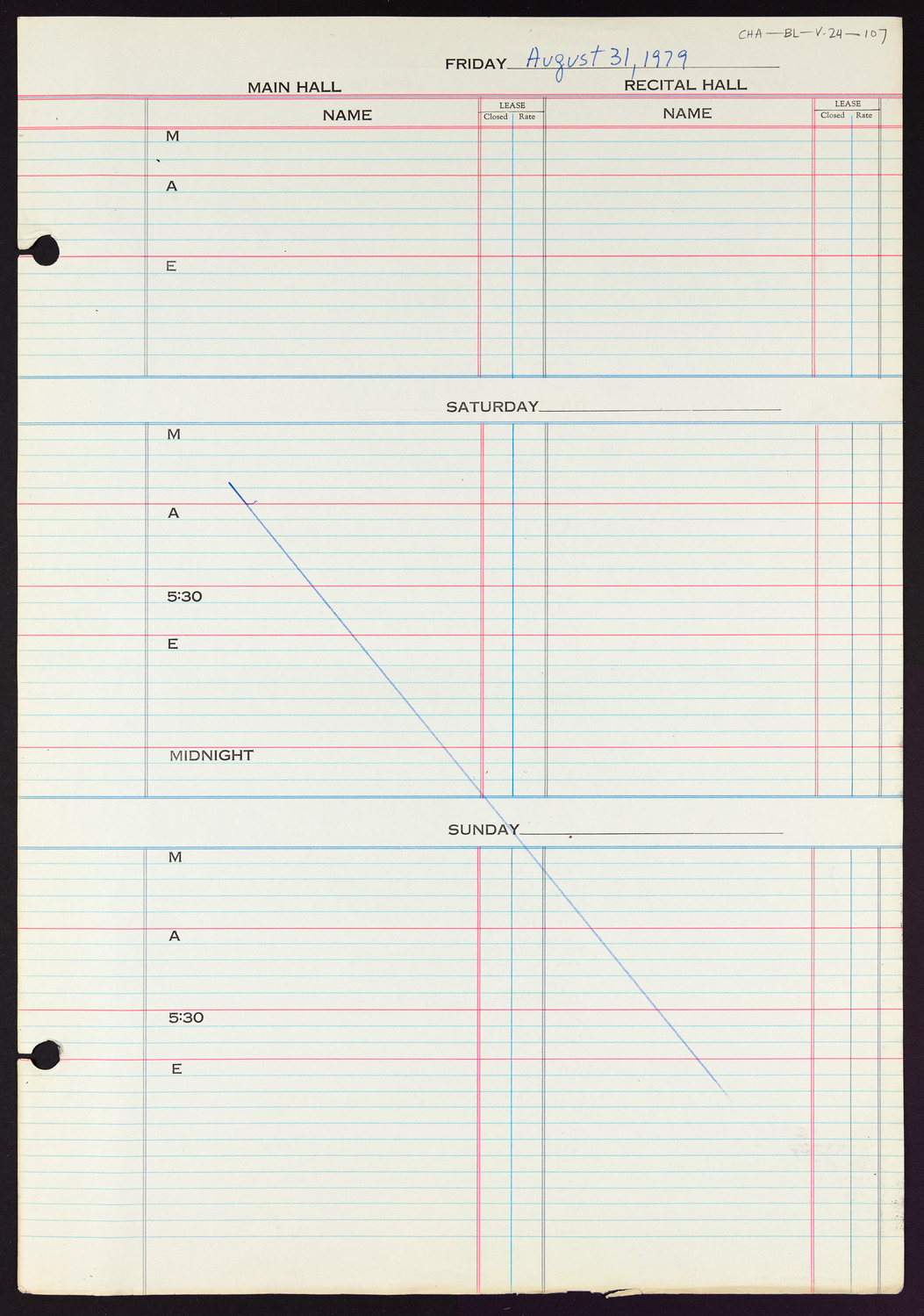 Carnegie Hall Booking Ledger, volume 24, page 107