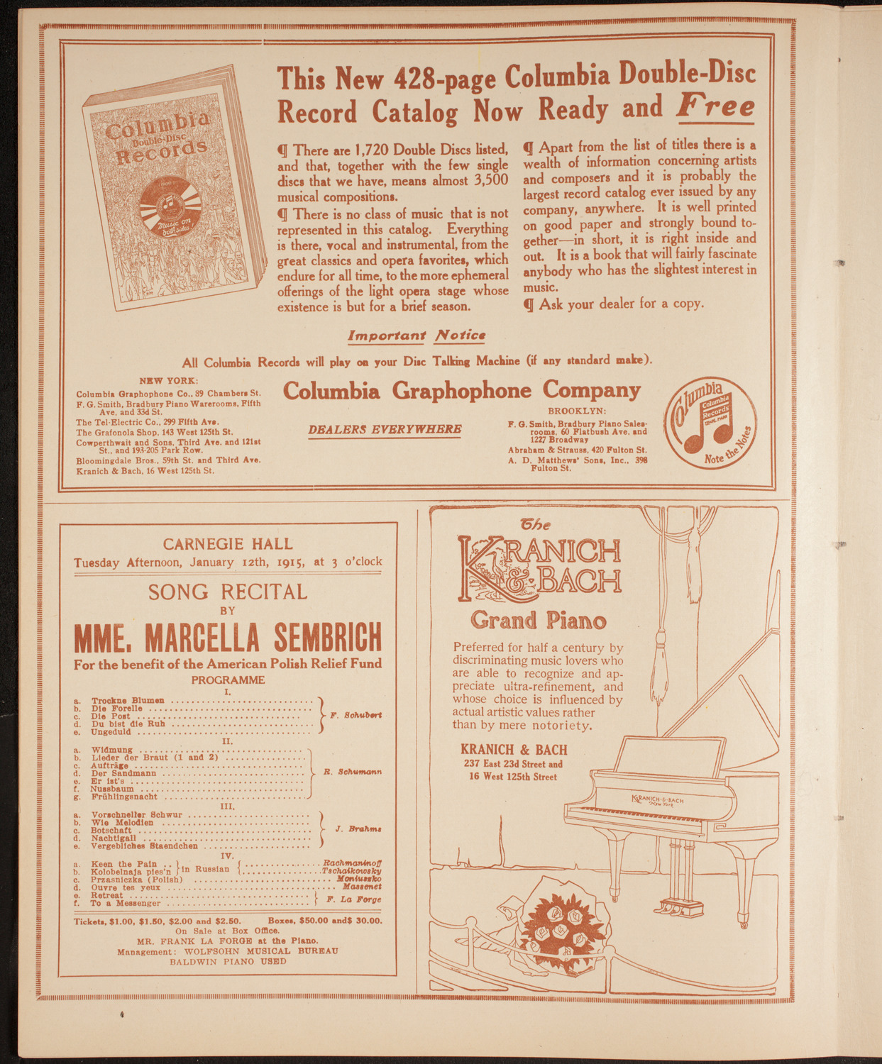 Fritz Kreisler, Violin, December 30, 1914, program page 10