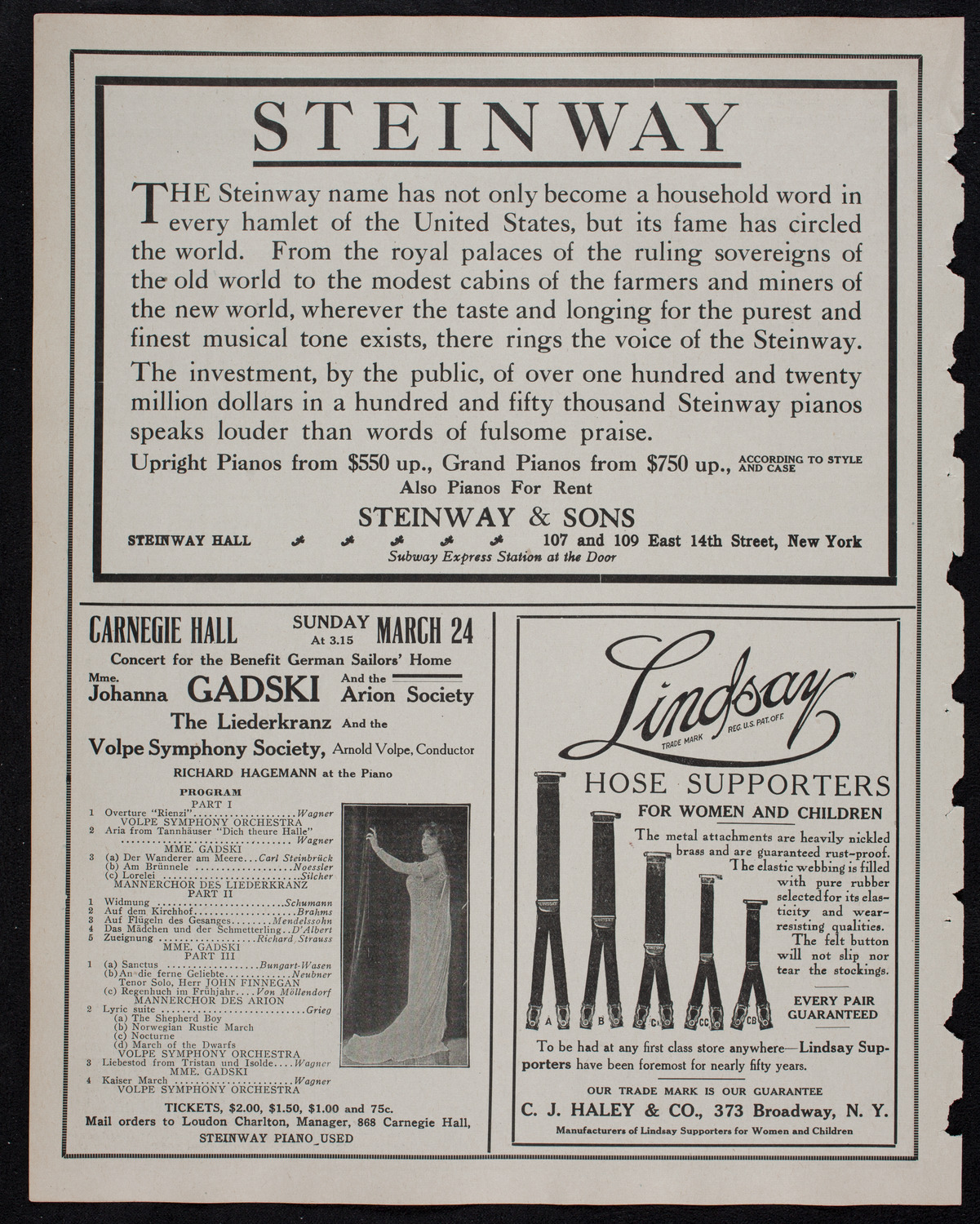 New York Philharmonic, March 15, 1912, program page 4