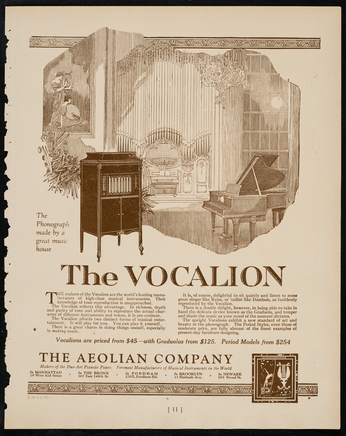 New York Symphony Orchestra, March 10, 1922, program page 11