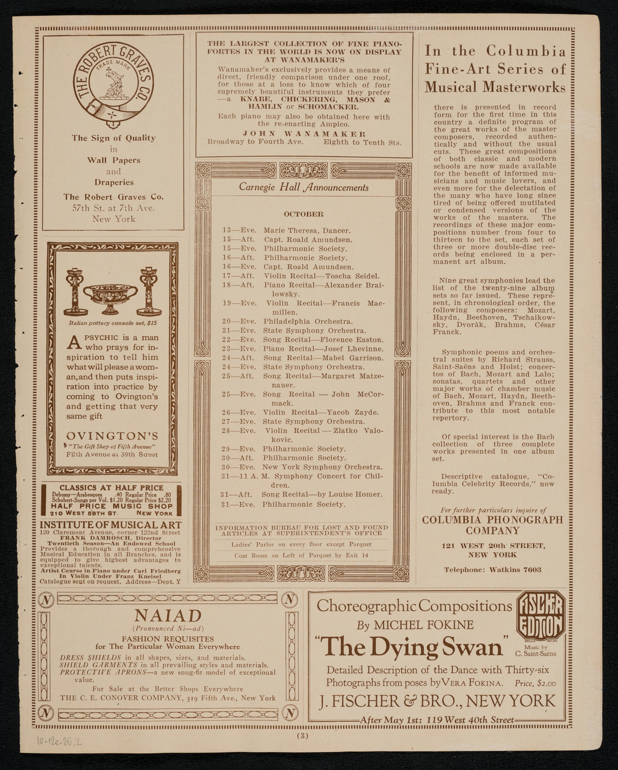 Columbus Day Celebration, October 12, 1925, program page 3