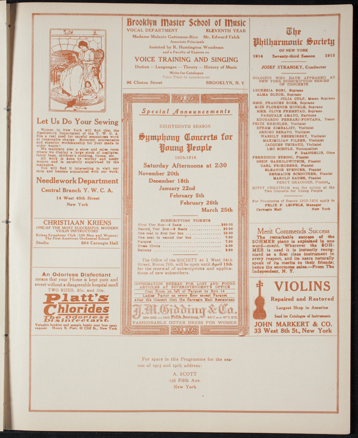 John McCormack, Tenor, April 11, 1915, program page 9