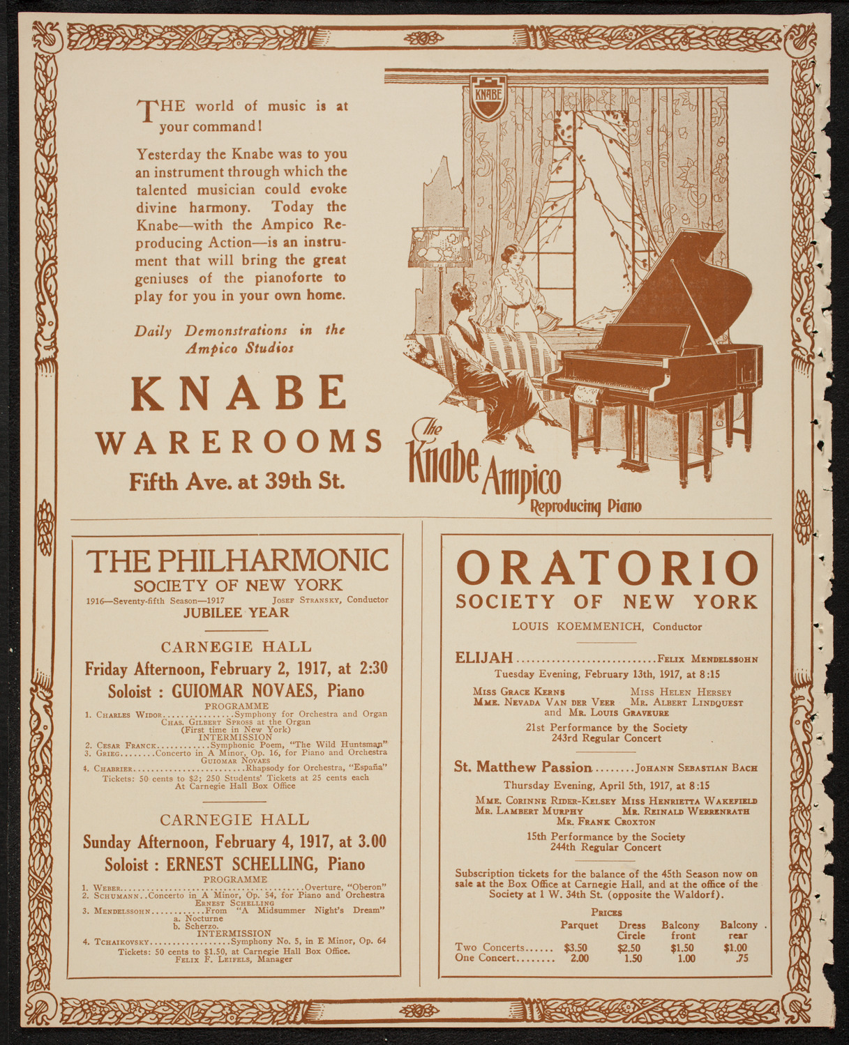 New York Philharmonic, January 28, 1917, program page 12