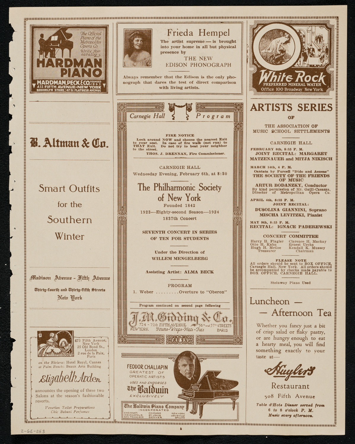 New York Philharmonic Students' Concert, February 6, 1924, program page 5