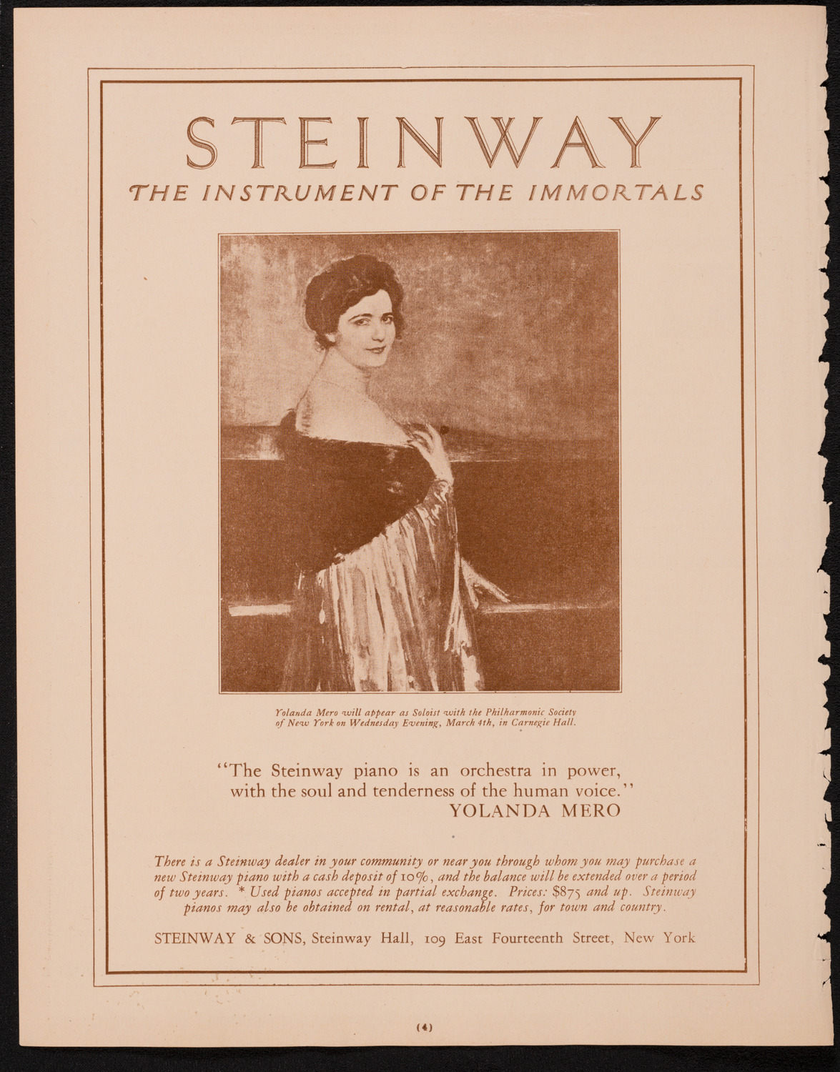 New York Philharmonic, February 27, 1925, program page 4