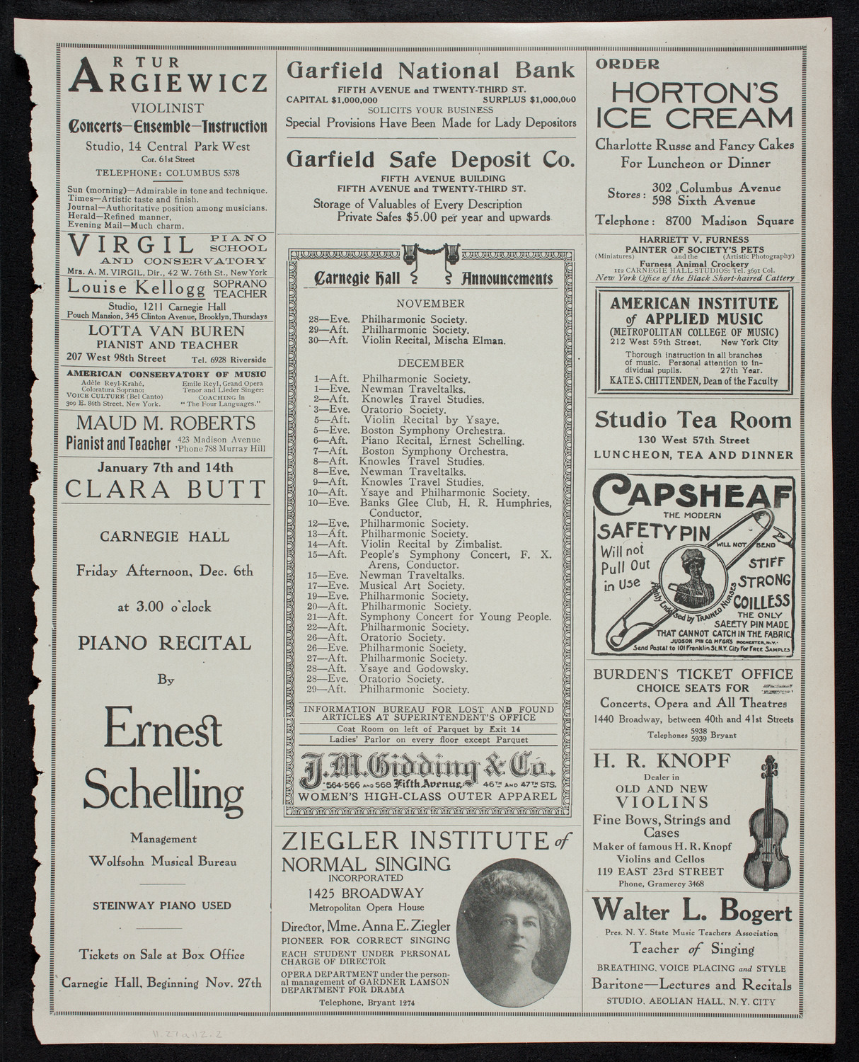Leopold Godowsky, Piano, November 27, 1912, program page 3