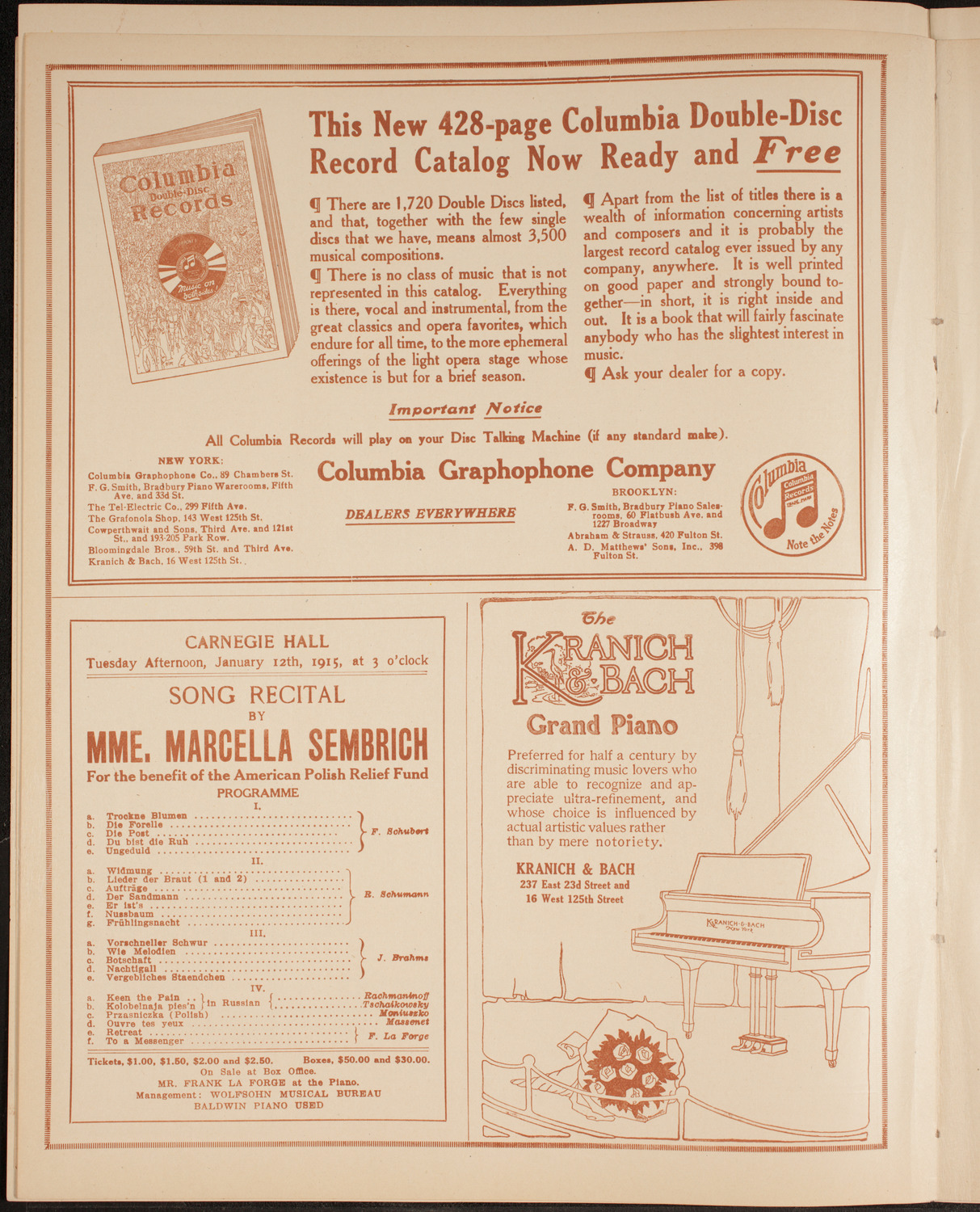 New York Philharmonic, January 3, 1915, program page 6