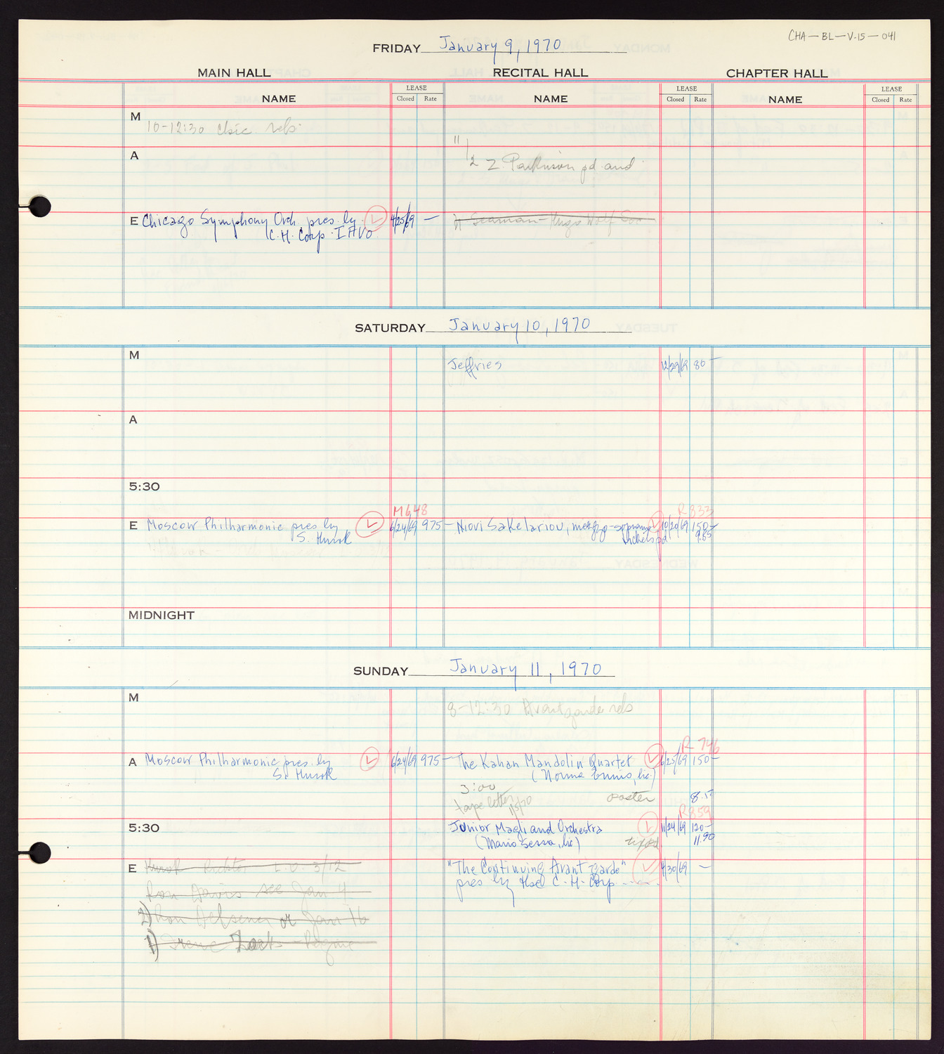 Carnegie Hall Booking Ledger, volume 15, page 41