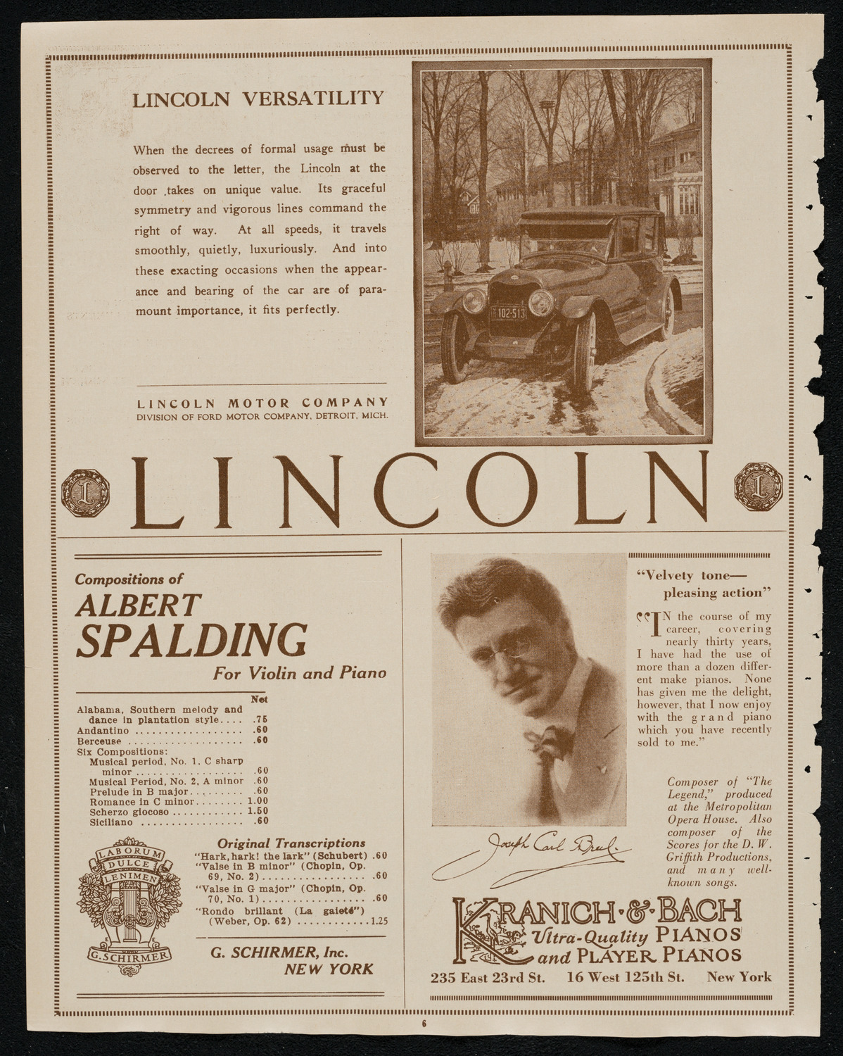 Philadelphia Orchestra, February 5, 1924, program page 6