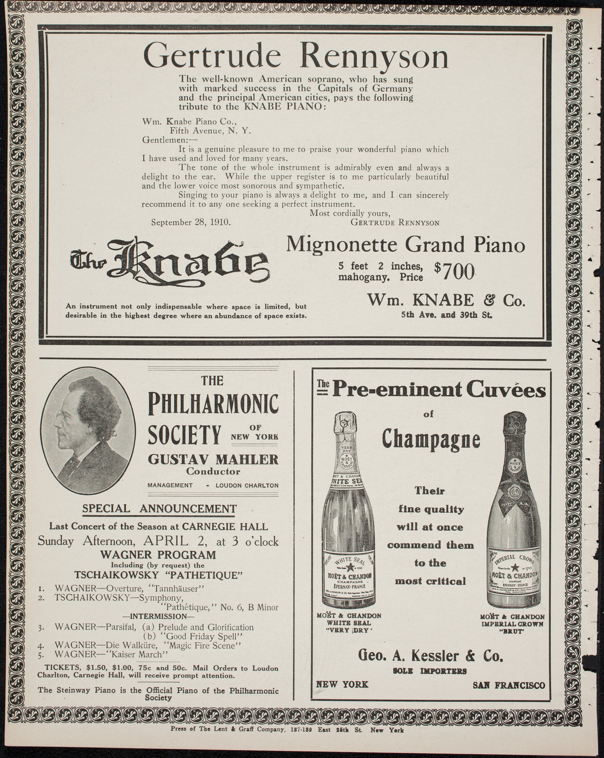 Catholic Oratorio Society, March 26, 1911, program page 12