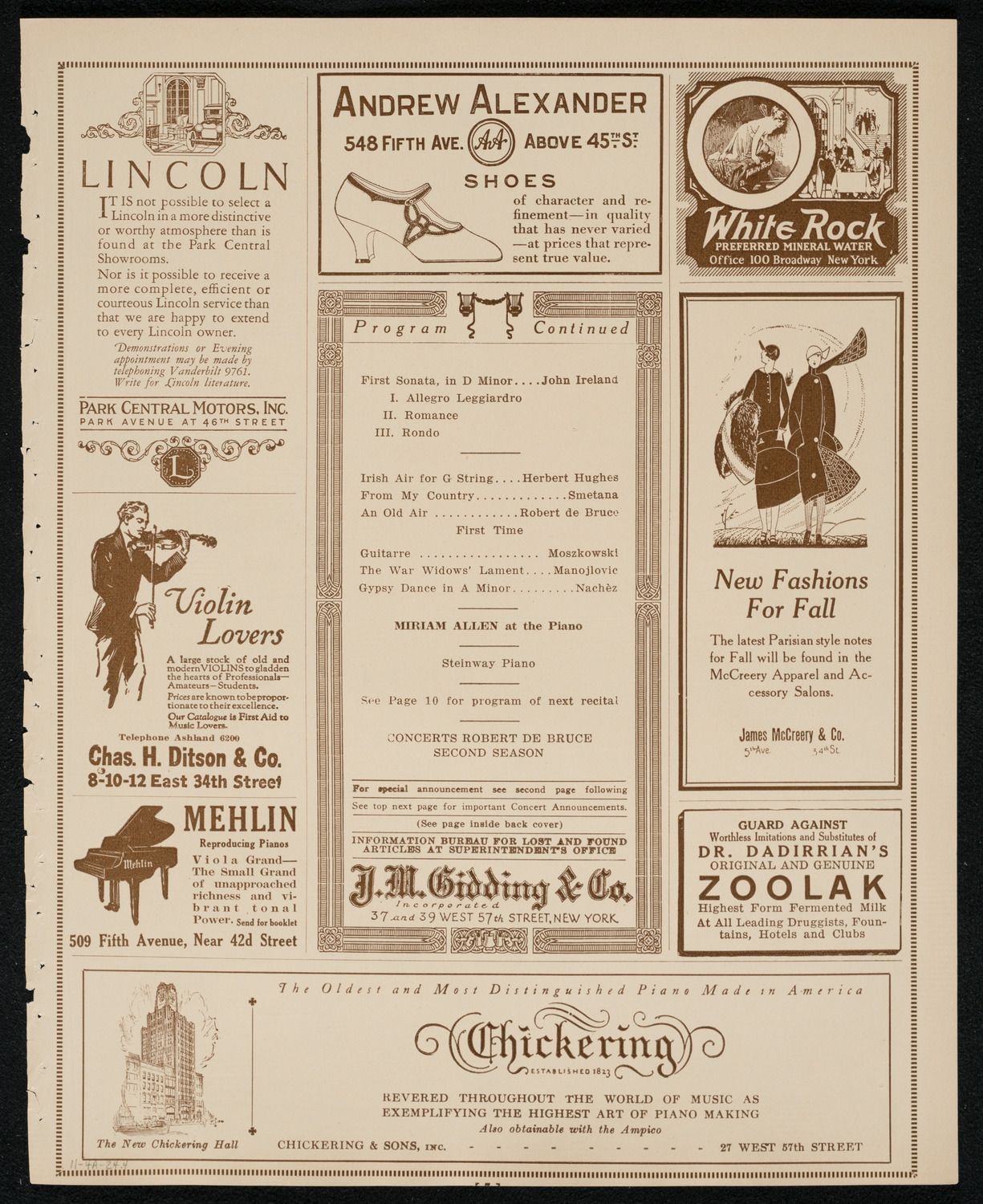 Zlatko Balokovic, Violin, November 4, 1924, program page 7