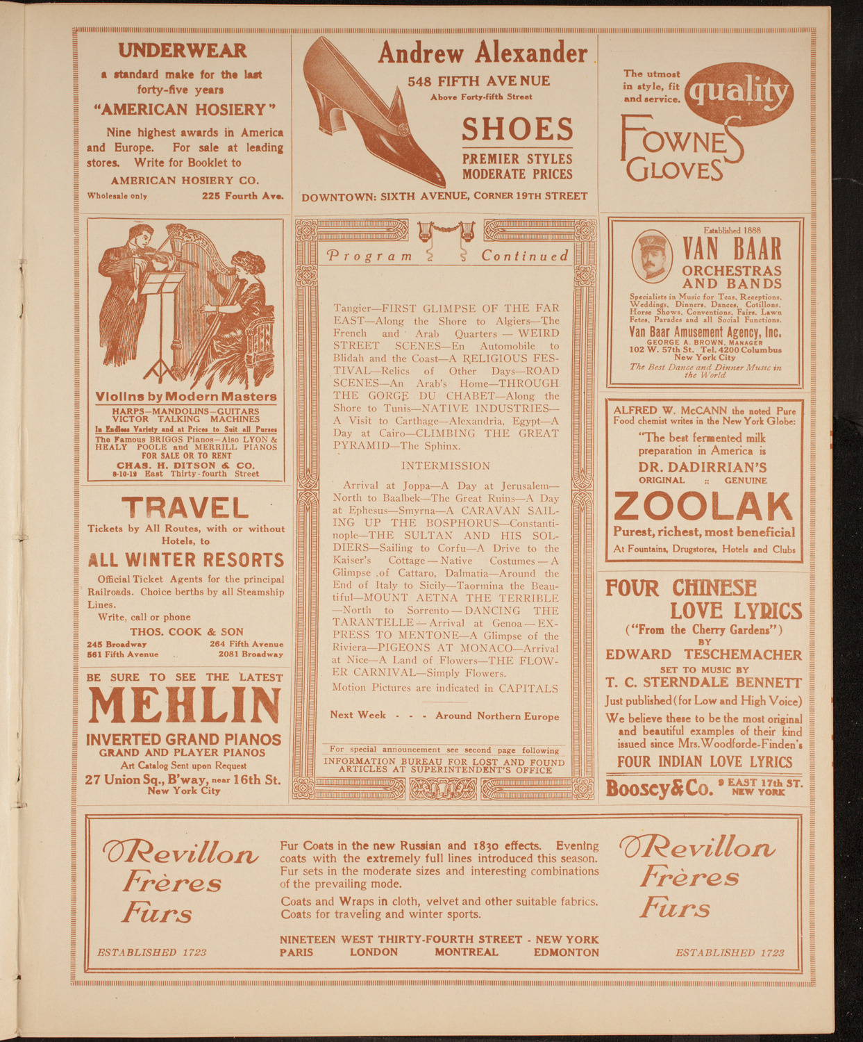 Elmendorf Lecture: Around the Mediterranean, November 16, 1914, program page 7