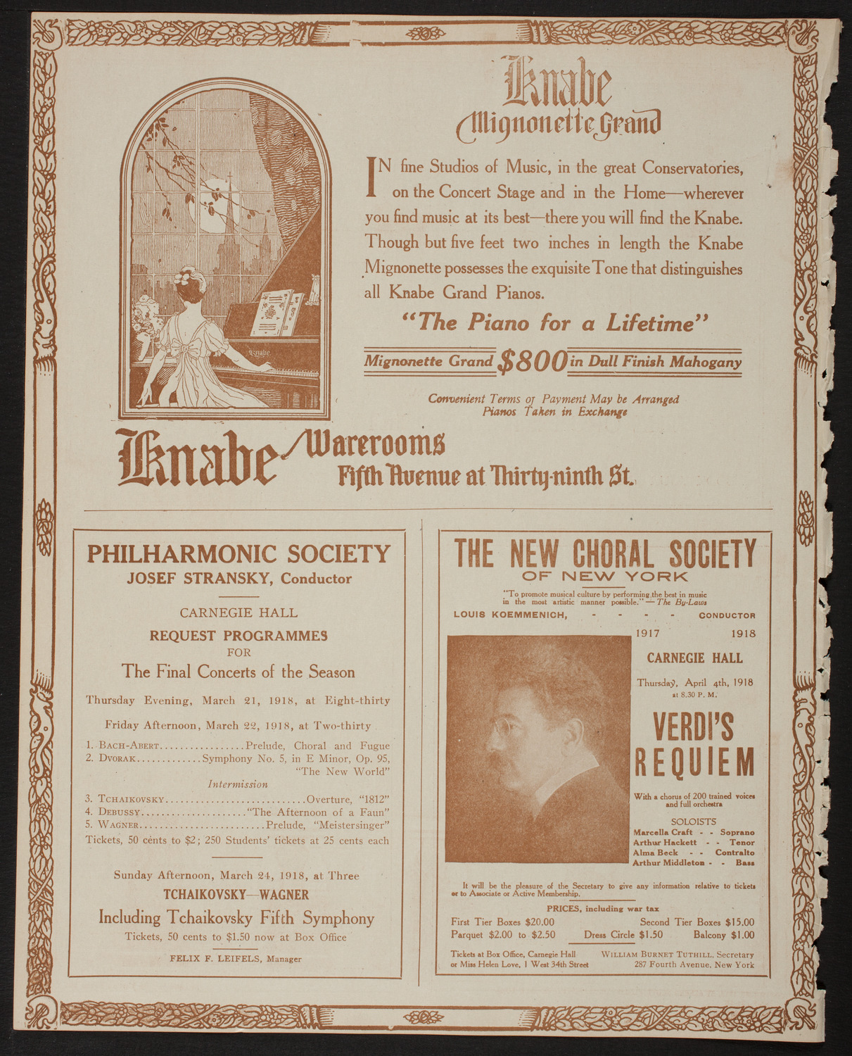 Choir of the Cathedral of St. John the Divine, March 12, 1918, program page 12