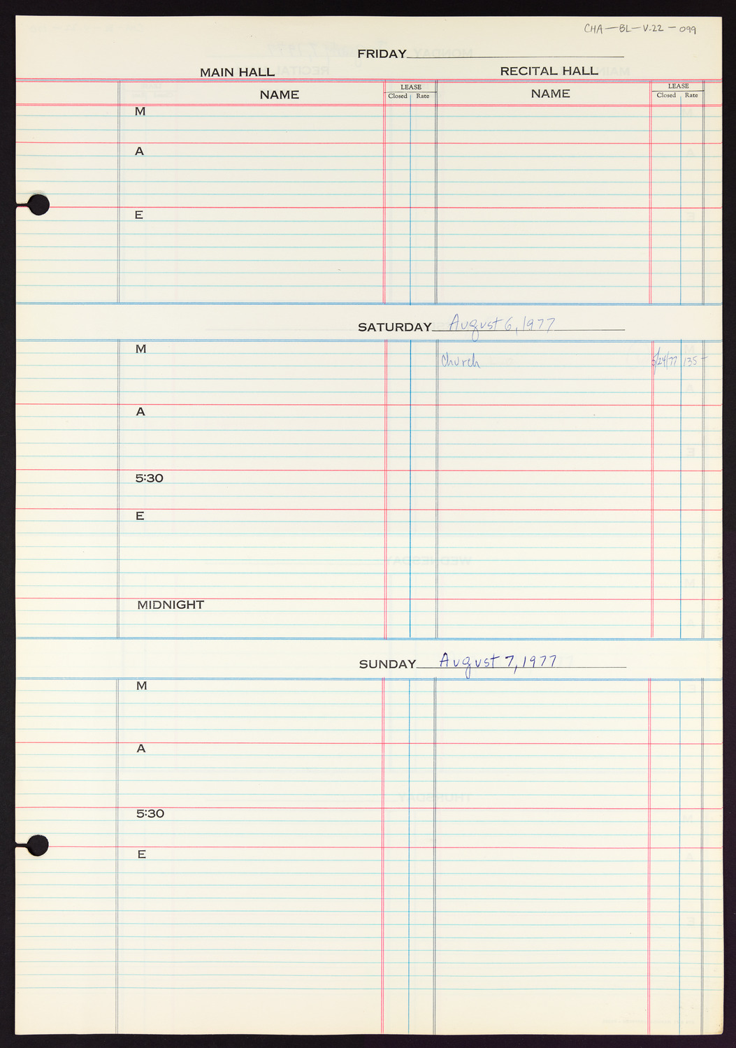 Carnegie Hall Booking Ledger, volume 22, page 99