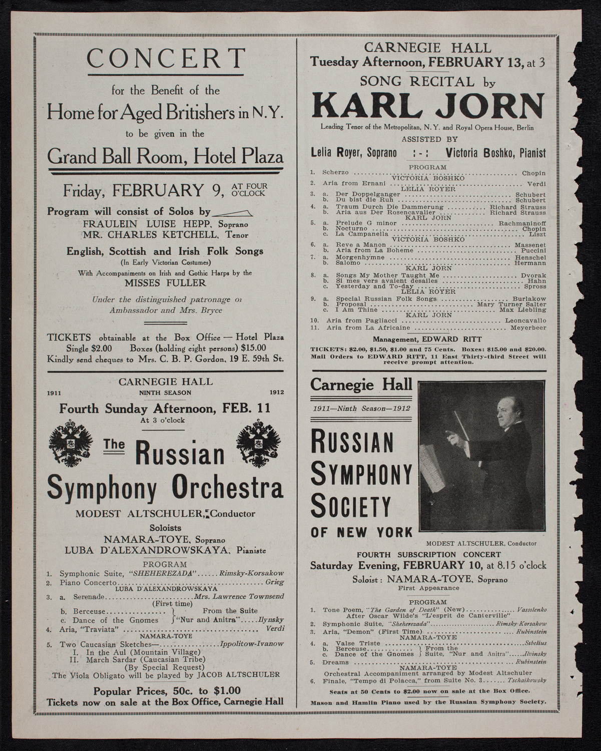 Josef Lhévinne, Piano, February 6, 1912, program page 10