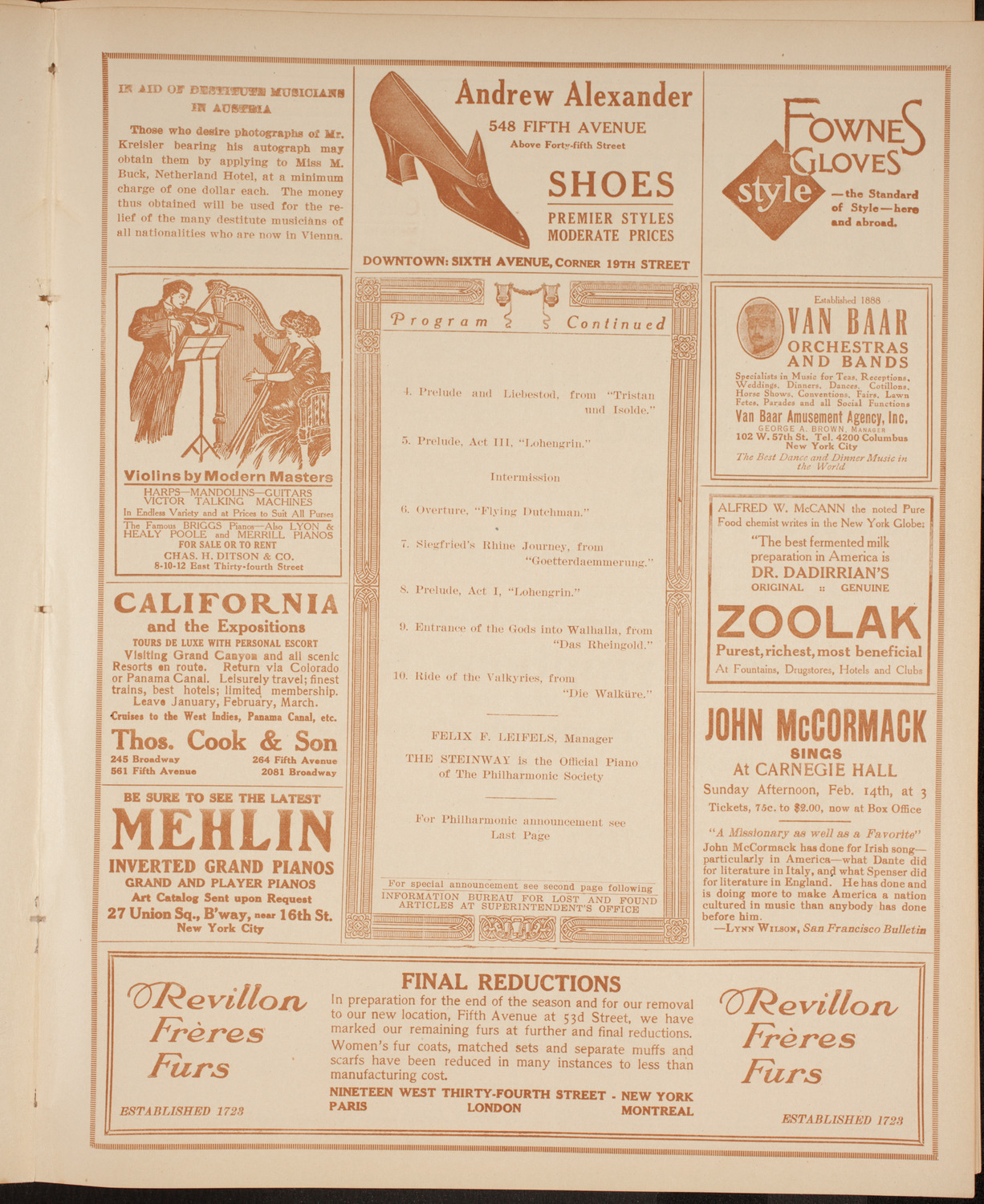 New York Philharmonic, February 11, 1915, program page 7
