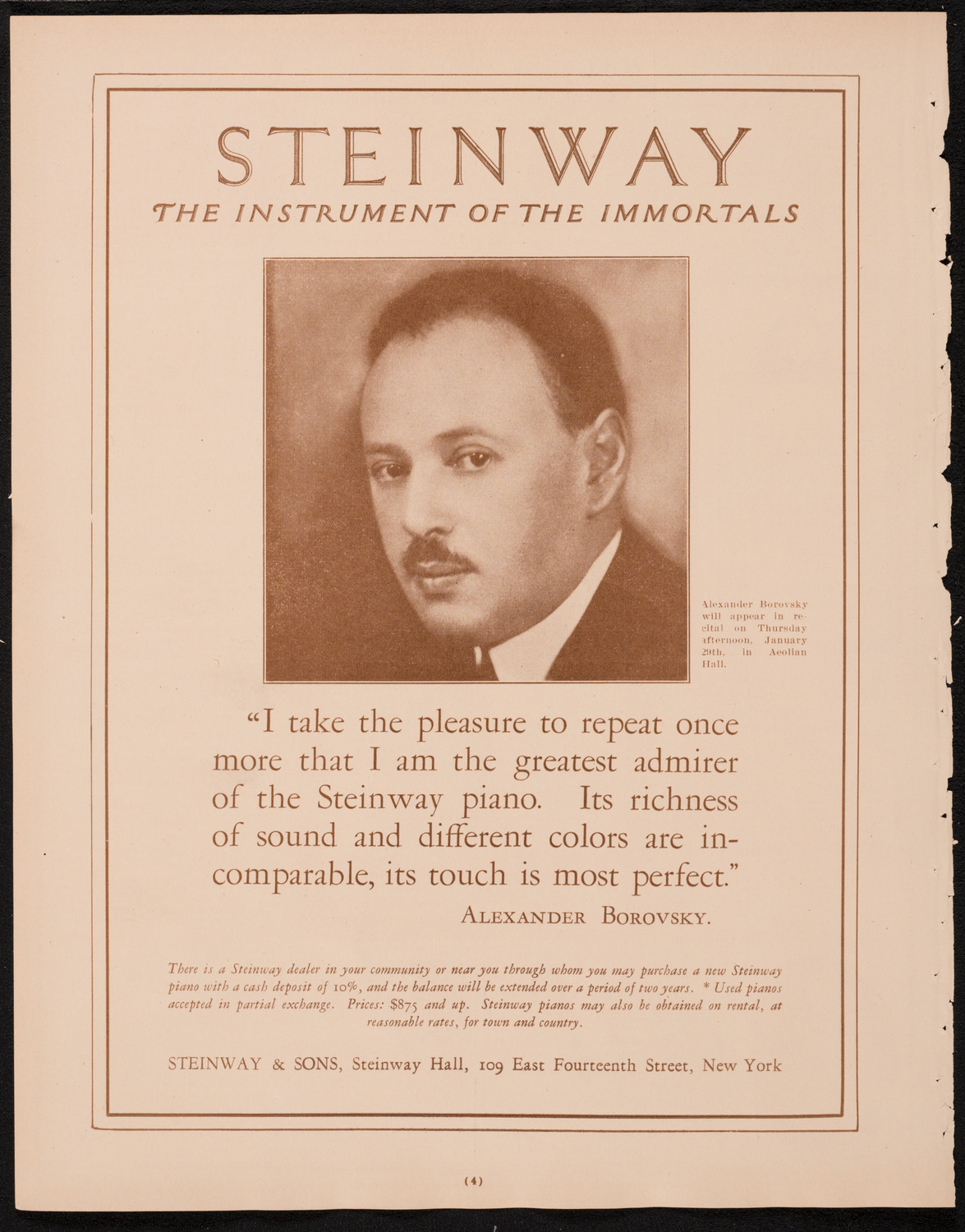 Boston Symphony Orchestra, January 29, 1925, program page 4