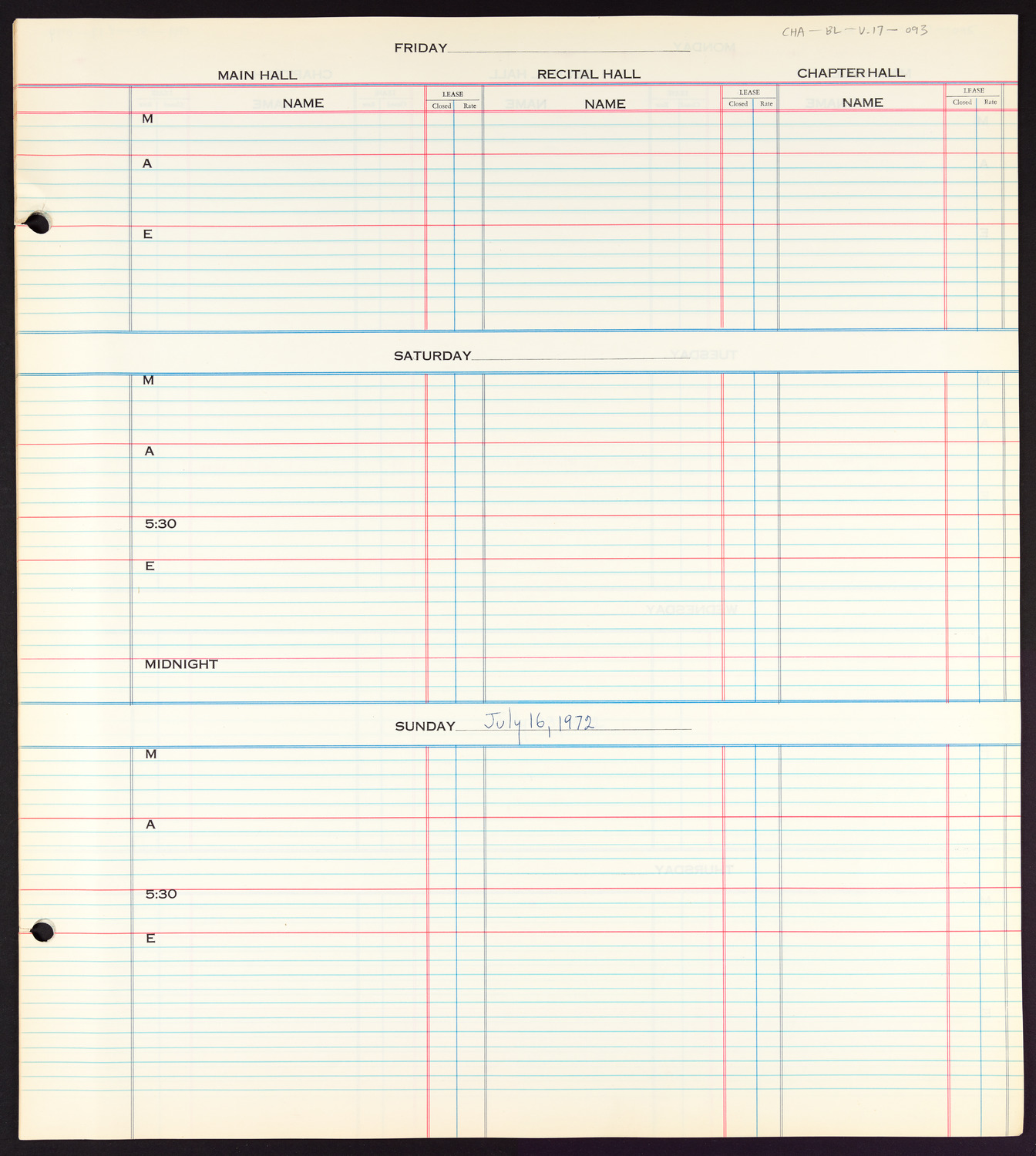 Carnegie Hall Booking Ledger, volume 17, page 93
